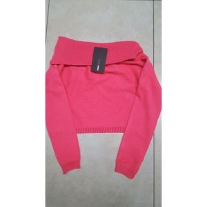 Fashion Nova Neon pink, off shoulders sweater top